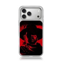 Red black cowboy silhouette RDR art iPhone 17 Pro Max Electroplated Silver Case1