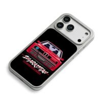Red BMW E24 Sharkotan stance tuned car iPhone 17 Pro Max Electroplated Silver Case2
