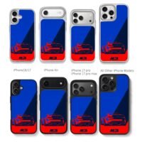 Red BMW M3 rear on blue red Chris Brown Phone Case Black Electroplated Silver For Iphone 11 To 17