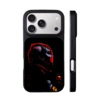 Red Bull F1 racer helmet with logos iPhone 17 Pro Max Black Case