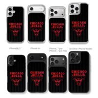 Red Chicago Bulls bull head logo Chris Brown Phone Case Black Electroplated Silver For Iphone 11 To 17
