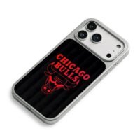 Red Chicago Bulls bull head logo iPhone 17 Pro Max Electroplated Silver Case2