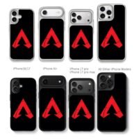 Red cracked Apex Legends logo Chris Brown Phone Case Black Electroplated Silver For Iphone 11 To 17