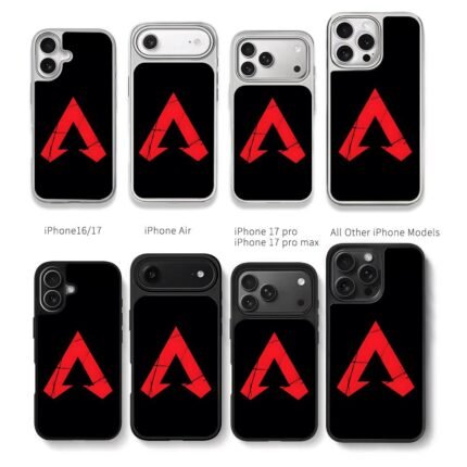 Red cracked Apex Legends logo Chris Brown Phone Case Black Electroplated Silver For Iphone 11 To 17
