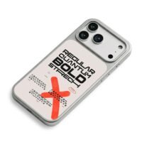 Red cross font print alphabet art iPhone 17 Pro Max Electroplated Silver Case2
