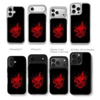 Red cyberpunk samurai oni fire mask Chris Brown Phone Case Black Electroplated Silver For Iphone 11 To 17