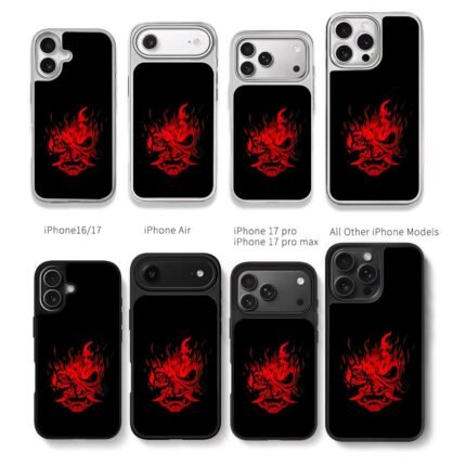 Red cyberpunk samurai oni fire mask Chris Brown Phone Case Black Electroplated Silver For Iphone 11 To 17