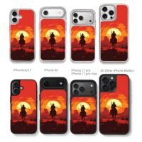 Red Dead cowboy horse sunset desert Chris Brown Phone Case Black Electroplated Silver For Iphone 11 To 17