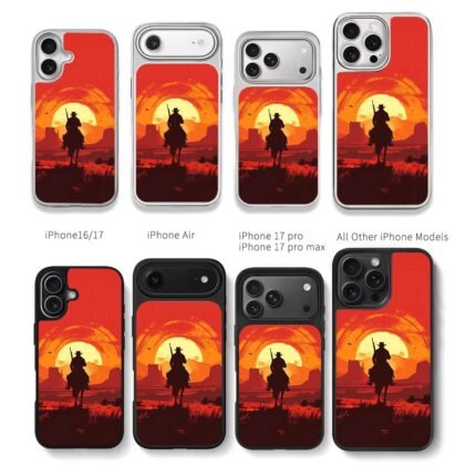 Red Dead cowboy horse sunset desert Chris Brown Phone Case Black Electroplated Silver For Iphone 11 To 17