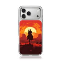 Red Dead cowboy horse sunset desert iPhone 17 Pro Max Electroplated Silver Case1