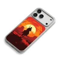 Red Dead cowboy horse sunset desert iPhone 17 Pro Max Electroplated Silver Case2