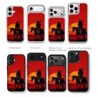 Red Dead cowboy on horse at sunset Chris Brown Phone Case Black Electroplated Silver For Iphone 11 To 17