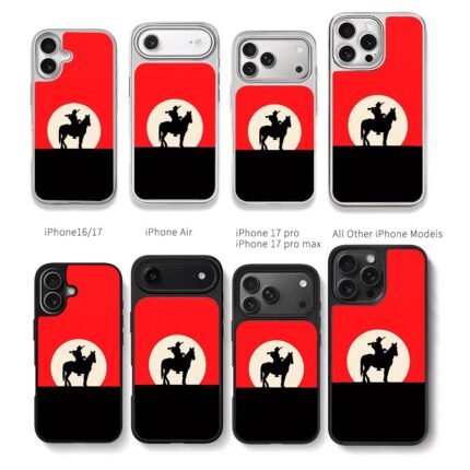 Red Dead cowboy on horse silhouette Chris Brown Phone Case Black Electroplated Silver For Iphone 11 To 17