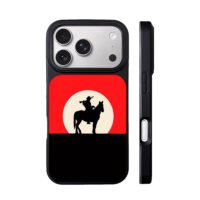 Red Dead cowboy on horse silhouette iPhone 17 Pro Max Black Case