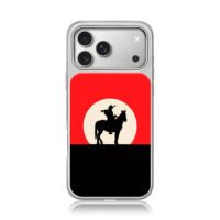 Red Dead cowboy on horse silhouette iPhone 17 Pro Max Electroplated Silver Case1