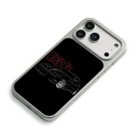 Red E36 BMW coupe on black iPhone 17 Pro Max Electroplated Silver Case2
