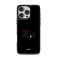 Red E36 BMW M Sport sedan graphic iPhone 16 Pro Max Black Case