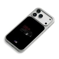 Red E36 BMW M Sport sedan graphic iPhone 17 Pro Max Electroplated Silver Case2