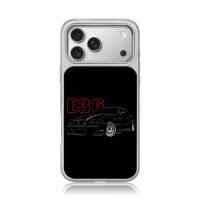 Red E36 text BMW sedan art iPhone 17 Pro Max Electroplated Silver Case1