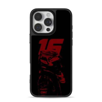 Red F1 16 Leclerc silhouette iPhone 16 Pro Max Black Case