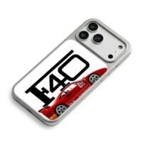 Red Ferrari F40 race car No19 iPhone 17 Pro Max Electroplated Silver Case2