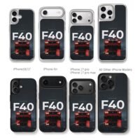 Red Ferrari F40 rear wet night Chris Brown Phone Case Black Electroplated Silver For Iphone 11 To 17