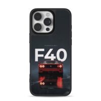 Red Ferrari F40 rear wet night iPhone 16 Pro Max Black Case
