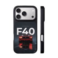 Red Ferrari F40 rear wet night iPhone 17 Pro Max Black Case