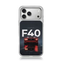 Red Ferrari F40 rear wet night iPhone 17 Pro Max Electroplated Silver Case1
