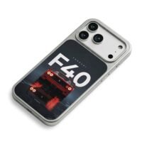 Red Ferrari F40 rear wet night iPhone 17 Pro Max Electroplated Silver Case2