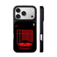 Red Ferrari F40 supercar logo iPhone 17 Pro Max Black Case