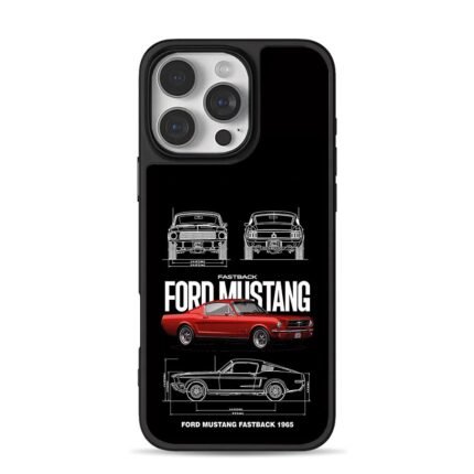 Red Ford Mustang 1965 Fastback iPhone 16 Pro Max Black Case