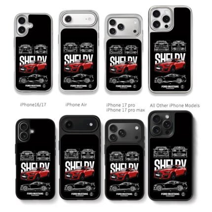 Red Ford Mustang Shelby GT500 Chris Brown Phone Case Black Electroplated Silver For Iphone 11 To 17