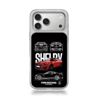 Red Ford Mustang Shelby GT500 iPhone 17 Pro Max Electroplated Silver Case1