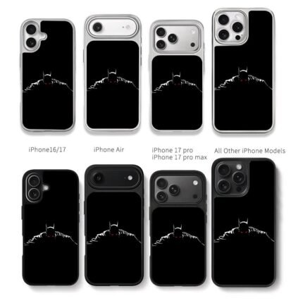 Red glowing Batman silhouette Chris Brown Phone Case Black Electroplated Silver For Iphone 11 To 17