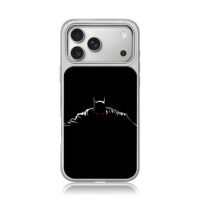 Red glowing Batman silhouette iPhone 17 Pro Max Electroplated Silver Case1