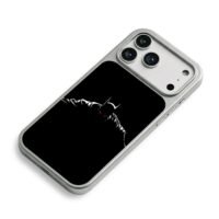 Red glowing Batman silhouette iPhone 17 Pro Max Electroplated Silver Case2