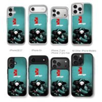 Red glowing eyed armored robot Chris Brown Phone Case Black Electroplated Silver For Iphone 11 To 17