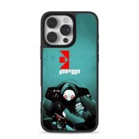 Red glowing eyed armored robot iPhone 16 Pro Max Black Case