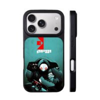 Red glowing eyed armored robot iPhone 17 Pro Max Black Case