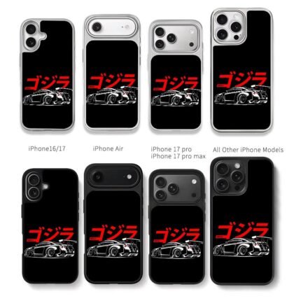 Red Goozilla katakana and rear GTR Chris Brown Phone Case Black Electroplated Silver For Iphone 11 To 17