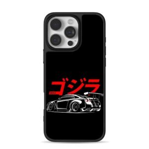 Red Goozilla katakana and rear GTR iPhone 16 Pro Max Black Case