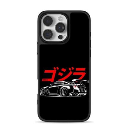 Red Goozilla katakana and rear GTR iPhone 16 Pro Max Black Case