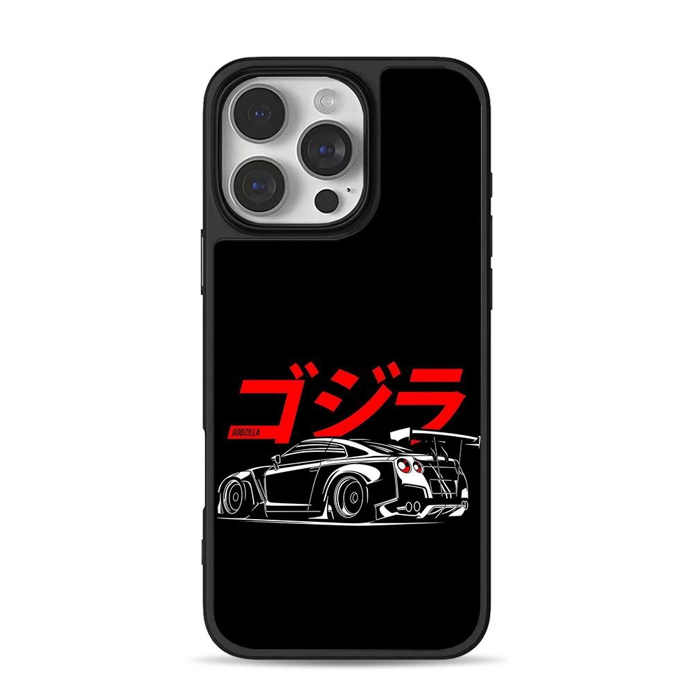 Red Goozilla katakana and rear GTR iPhone 16 Pro Max Black Case Red Goozilla katakana and rear GTR iPhone 16 Pro Max Black Case