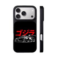 Red Goozilla katakana and rear GTR iPhone 17 Pro Max Black Case