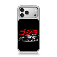 Red Goozilla katakana and rear GTR iPhone 17 Pro Max Electroplated Silver Case1
