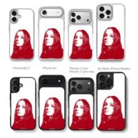 Red halftone long hair girl 5 stars Chris Brown Phone Case Black Electroplated Silver For Iphone 11 To 17