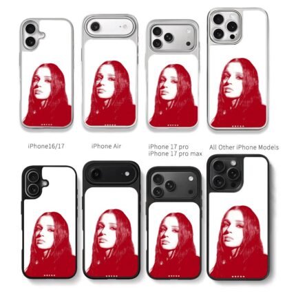 Red halftone long hair girl 5 stars Chris Brown Phone Case Black Electroplated Silver For Iphone 11 To 17