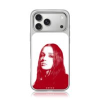 Red halftone long hair girl 5 stars iPhone 17 Pro Max Electroplated Silver Case1