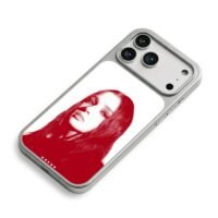 Red halftone long hair girl 5 stars iPhone 17 Pro Max Electroplated Silver Case2